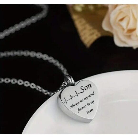 Brother Memory Heart Cremation Urn Pendant Necklace For Ashes - Picture 2 of 4